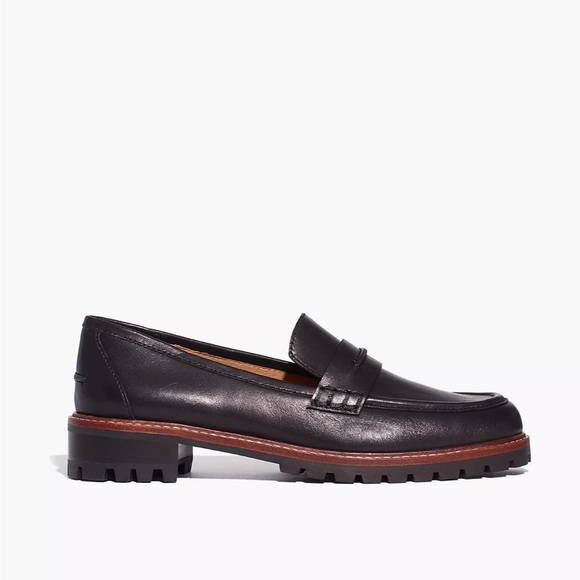 Madewell Black Leather Lug Sole Penny Loafers - Picture 2 of 5
